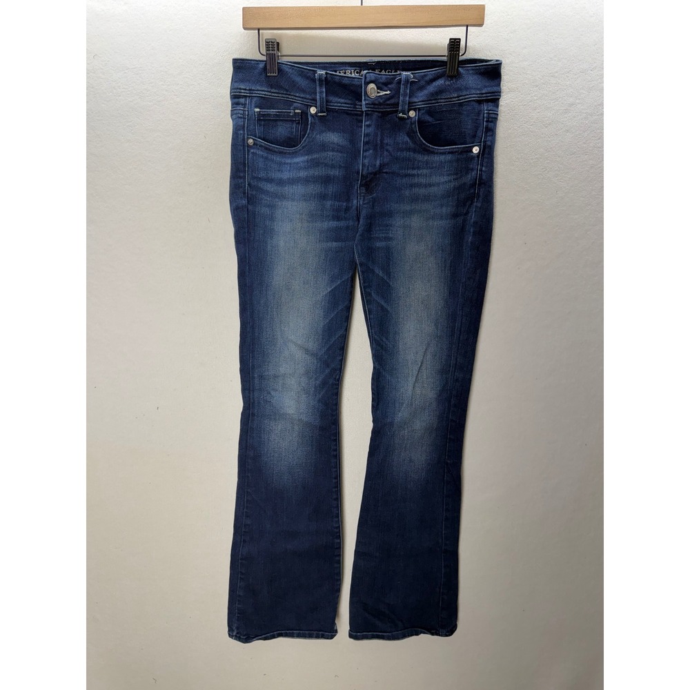American Eagle Kick Boot Jeans Womens 10 Blue Super Stretch Denim 3566